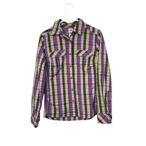 THE North Face Purple Green Plaid Check Long Sleeve Button Down Shirt, Small - Picture 1 of 11